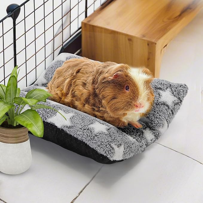 Amakunft Rabbit Bed Pad – Washable Plush Cushion for Guinea Pig, Bunny, Ferret, Chinchilla, Hedgehog, Small Animals, Soft Snuggle Sleeping Mat, Pet Bed Pad for Indoor Cage, Cozy & Easy to Clean