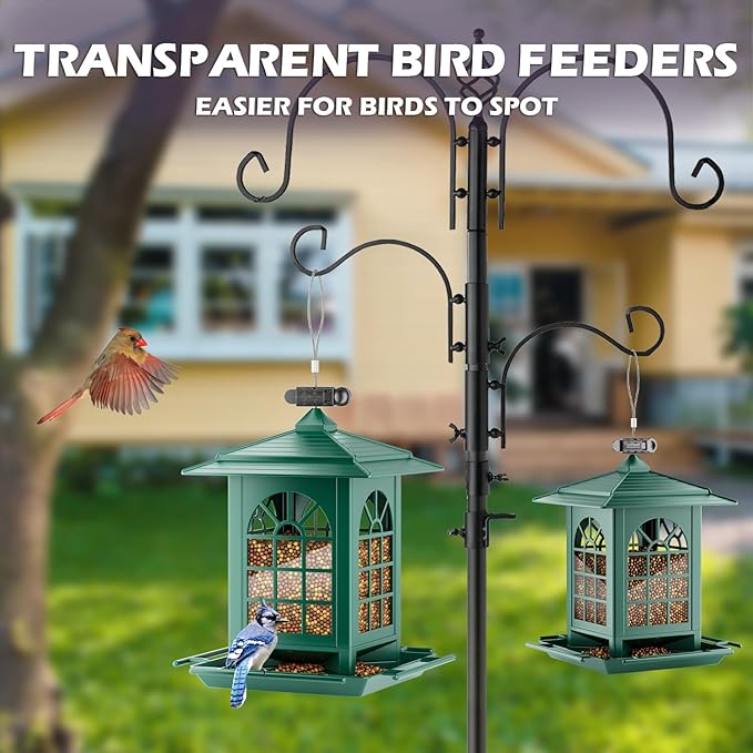 Birdream 2 Pack Bird Feeders for Outdoors Hanging - 7LB Total Capacity Classic Courtyard Design Fun Assembly Large Bird Feeder, Attracting Wild Birds Cardinals Goldfinches Sparrows - Green
