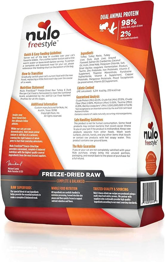 Nulo Freestyle Freeze-Dried Raw, Ultra-Rich Grain-Free Dry Cat Food for All Breeds and Life Stages with BC30 Probiotic for Digestive and Immune Health 8 Ounce (Pack of 1)