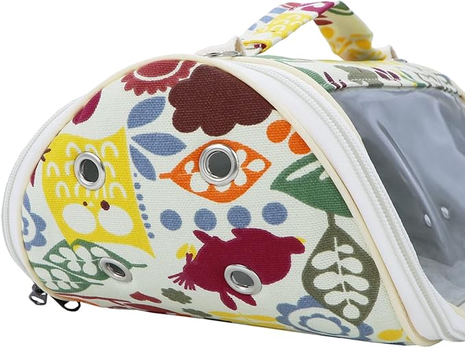 Wontee Small Pet Carrier Hamster Carrier Bag Portable Travel Carrier for Hamsters Mouse Baby Guinea Pig Hedgehog Sugar Glider Small Birds (M, Yellow Zoo)