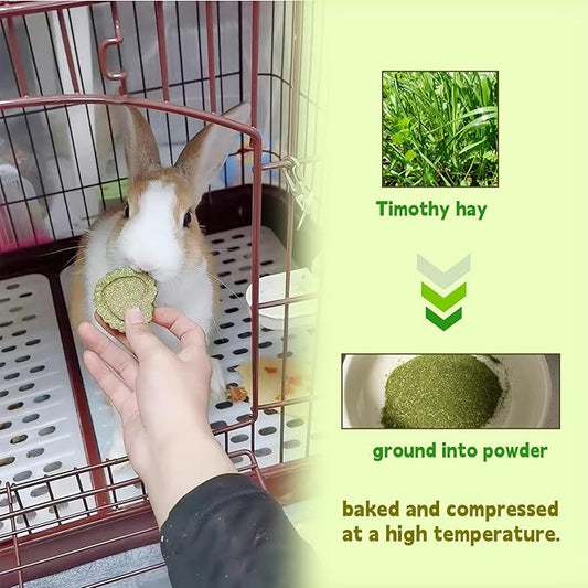 Hamiledyi 36PCS Bunny Chew Toys for Teeth Grinding Natural Timothy Hay Grass Cakes for Rabbits Guinea Pigs Chinchillas Gerbils Hamsters Improves Dental Health