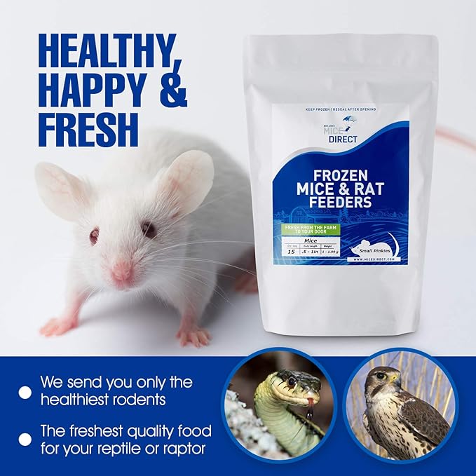 MiceDirect Frozen Mice Combo Pack of Small Pinkies & Pinkies Feeder Mice - Food for Corn Snakes, Ball Pythons, Lizards – 40 Ounce (Pack of 100)