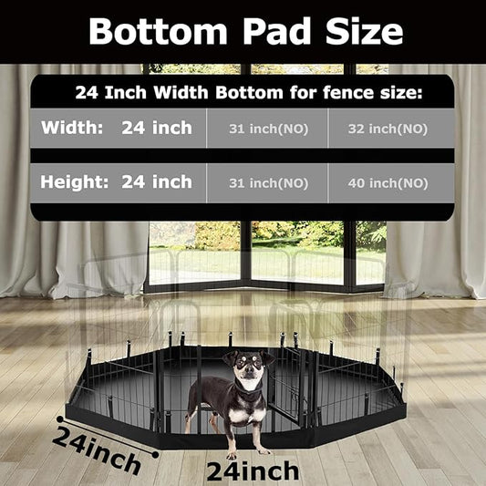 PJYuCien Dog Playpen Bottom Pad, Fits 24 Inch Width 8 Panels Regular Octagon Metal Exercise Pet Playpen, Black (Note:Playpen Not Included)