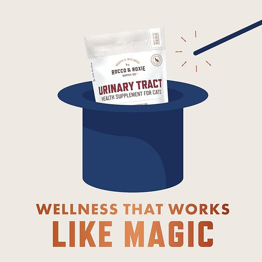 Rocco & Roxie Cat Urinary Tract Health Supplement, Cranberry and D-Mannose for Kidney, Bladder, and UT Support, Vet Recommended Chicken Flavored Crunchy Chews Cats Love, Made in USA