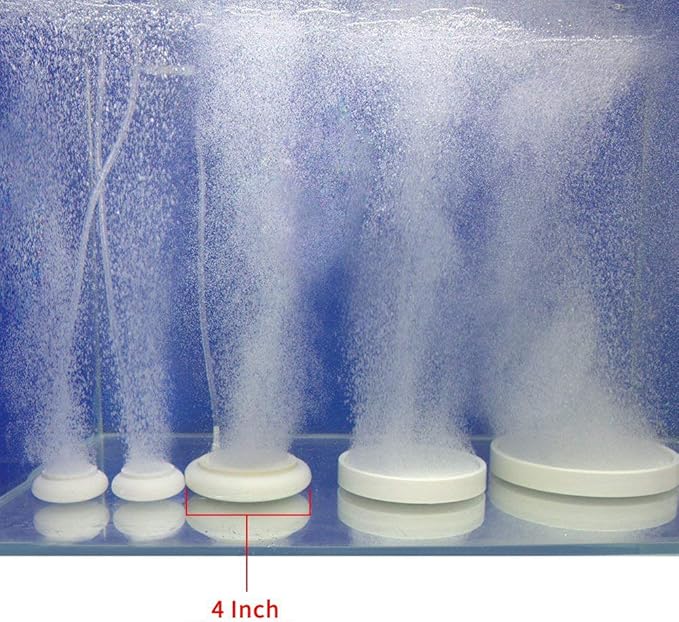 hygger Aquarium Air Stone Kit, Fish Tank Bubbler, Nano Furnace Flue Round Air Stone Disk Set, Small Bubbles and Ultra-High Dissolved Oxygen for Hydroponics (4 inch)