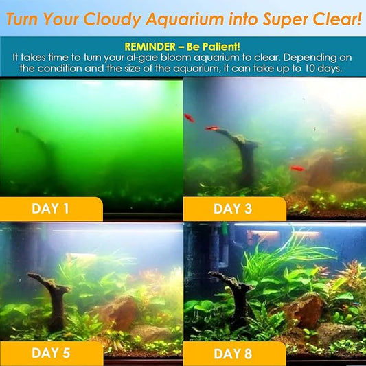 AquaMiracle Aquarium Filter with U - V Light & Pre-Filter Sponge, Fish Tank Filter with Timer for Green Water, Green Clean Machine Turtle Filter with Aeration for Aquarium and Pond 10-40 Gallon