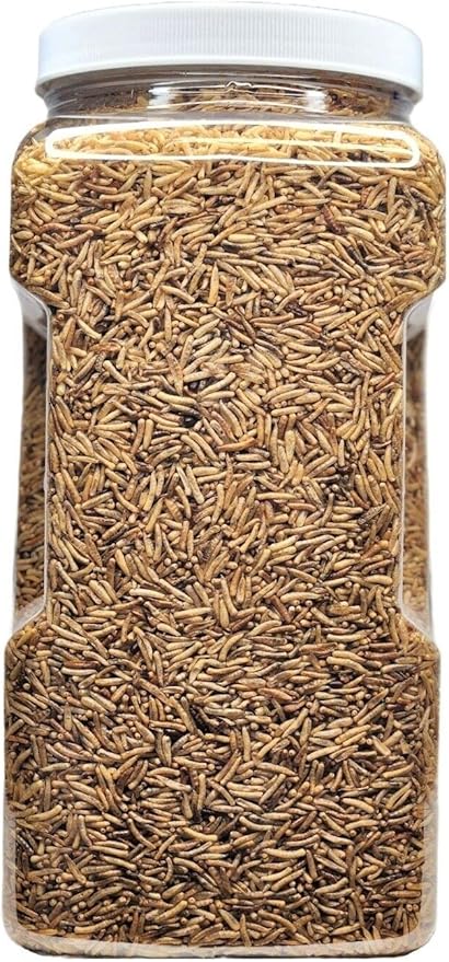 Aquatic Foods Inc. White Worms-Freeze Dried Floating White Worms for All Tropical Fish, Marine Fish, Discus, Cichlids, Koi & Pond Fish, Turtles…1-lb & 10oz Lg Jar
