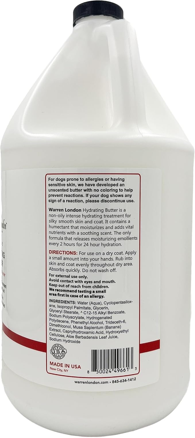 Warren London Hydrating Butter Leave in Pet Conditioner for Dogs | Lotion for Skin and Coat | Aloe Puppy & Dog Conditioner for Hair Detangler, Dry Skin, & Dandruff | Unscented 1gal