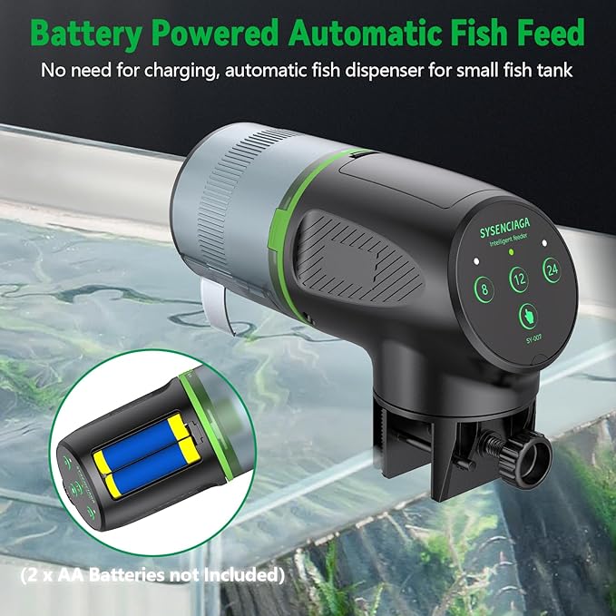 Automatic Fish Feeder for Aquarium, Auto Food Dispenser with Timer, 200 ml Fish Feeder for Pellets Granules & Strips, Automatic Fishs Dispenser for Small Tank, Big Aquariums & Pond