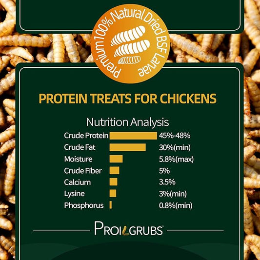 PROILGRUBS 30 LBS All Natural Black Soldier Fly Larvae Treats - Non-GMO Dried Grubs for Chickens, Hens, Birds - Meal Worms