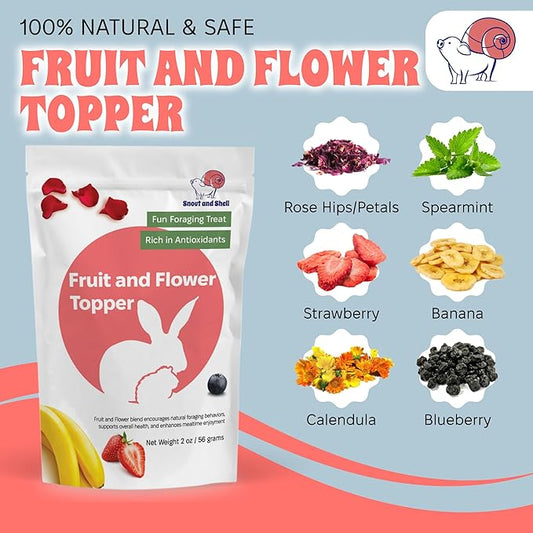 2 oz Fruit and Flower Topper – Natural Foraging Treat for Small Pets – Rabbits, Guinea Pigs, Chinchillas & More – Rich in Antioxidants & Vitamin C