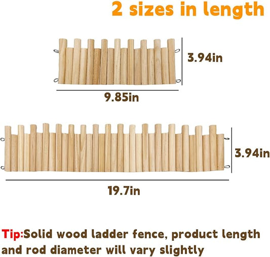 Hamster Bridge19.7x3.9in&9.8x3.9in Rat Wooden Fence Flexible Bendy Climbing Ladder Cage Accessories for Syrian Hamster Gerbil Mouse Rat