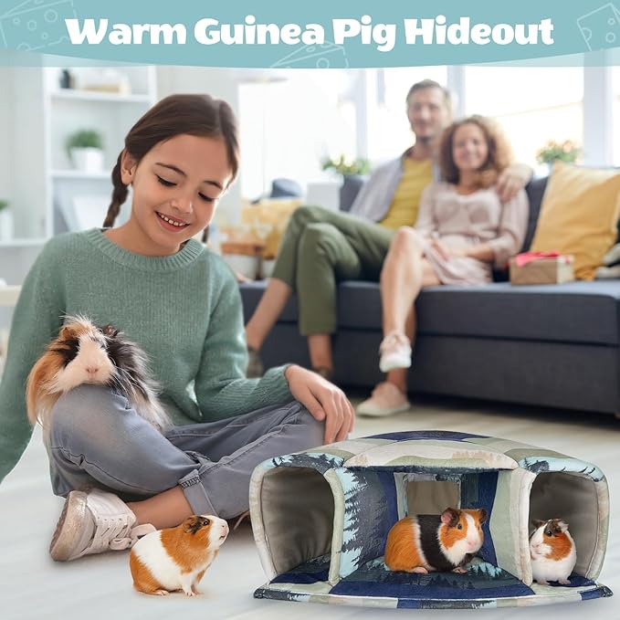 Unicorn Catcher Guinea Pig Hideout Large Guinea Pig Bed Cozy Guinea Pig House Warm Guinea Pig Tunnel Washable Guinea Pig Accessories for Small Pet Hamster/Chinchilla/Bunny