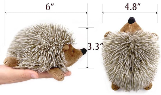 Pawaboo Plush Dog Toy, Non-Toxic Super Soft Faux-Fur Hedgehog Dog Toy Squeak Aninal Toy Stuffed Biting Training Playing Toys for Dog Puppy, Brown