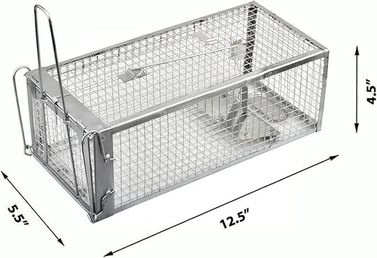 2-Pack Chipmunk Traps Humane Live Mouse Rat Cage Traps for Indoor and Outdoor Use (Silver)