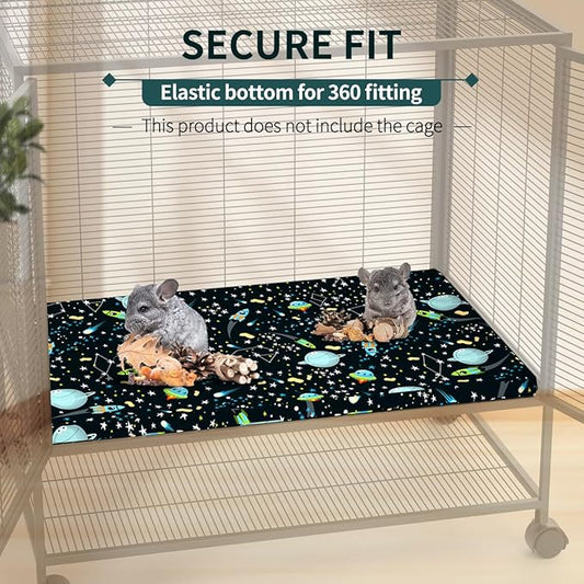 YKD Ferret Cage Liners for Ferret Nation & Critter Nation Cages, Waterproof Chinchilla Cage Accessories, Washable Bedding, for Ferrets, Chinchillas, Rats, Fancy Rat, Small Furry Pet (Bottom Pan Liner)