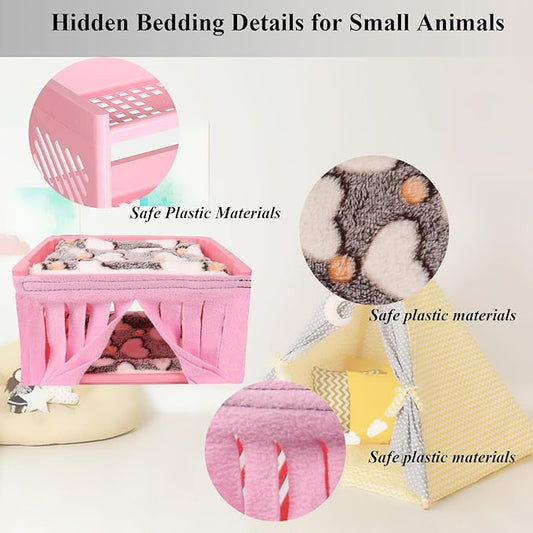 Grddaef Guinea Pig Bed, Small Animal Bunk Bed Guinea Pig Hideout Sleeping Bed for Chinchilla Hamster Rat