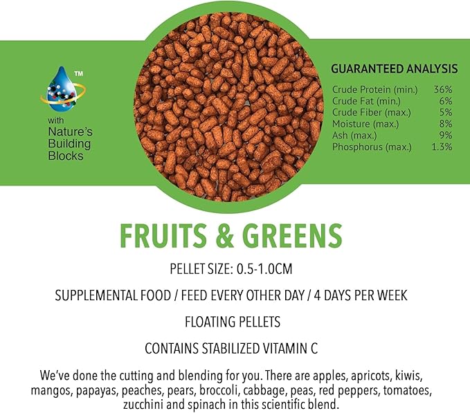 Microbe-Lift Fruits and Greens Floating Fish Food Sticks for Ponds, Water Gardens, and Fountains, Safe for Live Goldfish and Koi, 40 Pounds