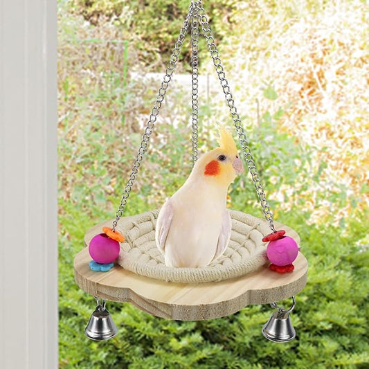 Wontee Bird Nest Parrot Breeding Nest Bed Bird Hanging Swing for Budgies Parakeets Conures Cockatiels Caique Senegal Parrot (Cotton Rope)
