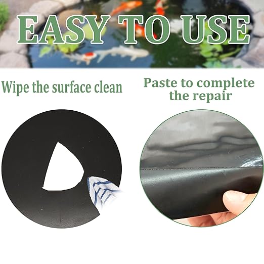 Pond Liner Seam Tape Single Sided, Waterproof Pond Repair Kit Butyl Rubber for EPDM PVC Outdoor Pond Liner Leak Repair Long-Lasting Easy to Apply
