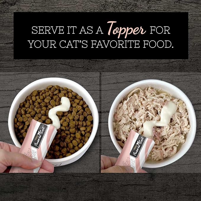 Fussie Cat Premium Puree Lickable Cat Treats in Tuna Puree, Lickable Treats, 3 Packs of 4-0.5oz Tubes,(12 Total Tubes) Variety Flavor Pack of 3 Flavors. Salmon, Shrimp, Chicken + Lid