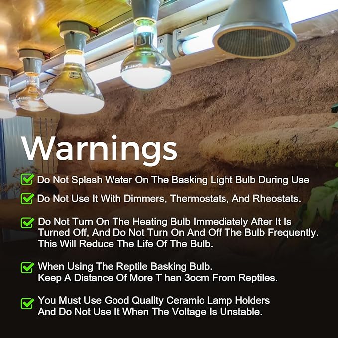 Reptile Heat Lamp Bulb 75W, 2-in-1 Day & Night Combo, Infrared Heat Lamp & UVA Sunlight Heating Lamp for Reptile Terrariums