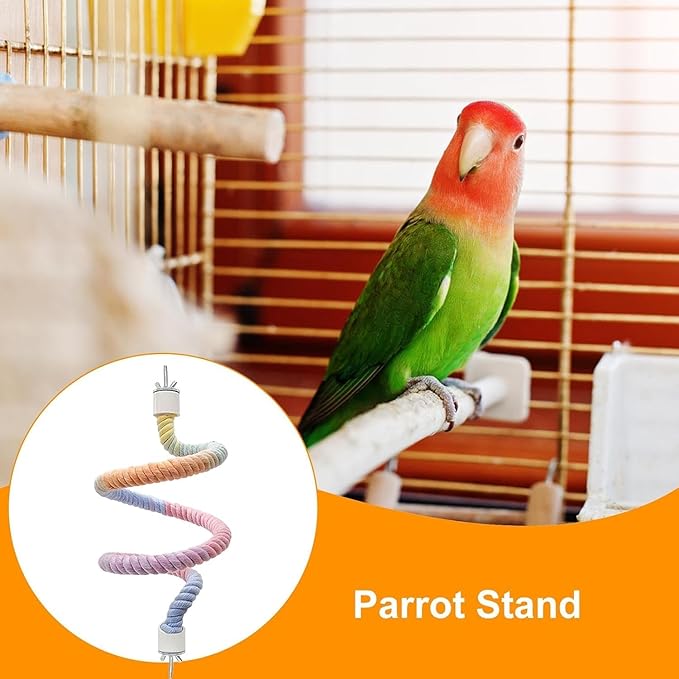 3 PCS of Bird perches Gradient Ropes, Used as Climbing Ropes for Parrot Cages, Rope Perch with Double Bird cage Swing Toy- Swing