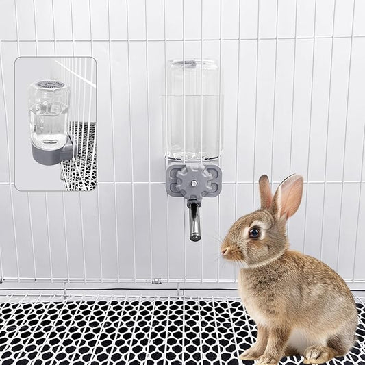 LOS ANDES No-Drip Water Bottle/Feeder for Guinea Pigs/Hamsters/Bunnies/Ferrets/Squirrel/Hedgehog/Other Small Pets, Weather Resistant Cage Water Dispenser for Dogs/Cats, 18.5oz, Gray