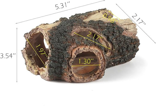 IBWell Aquarium Wood Fish Tank Decorations,Resin Fake Logs Terrarium DÉCor, Reptile Hide Aquarium Hideout for Fish Cave, Small Turtles, to 20 Gallon Tank