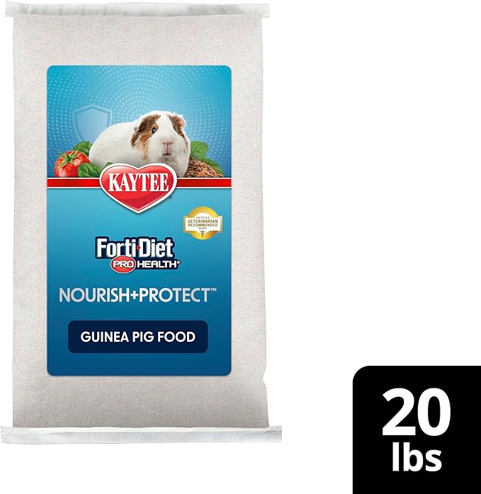 Kaytee Forti-Diet Pro Health Nourish+Protect Guinea Pig Food, Comprehensive Nutrition Backed by Science, Digestive Health, Immune Support, 20 pounds