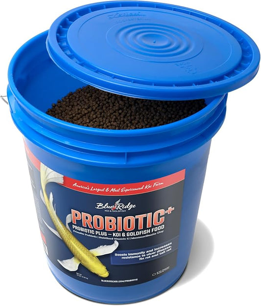 Blue Ridge Koi Fish Food 14lb - Koi Food 3/16” Probiotic Plus, Goldfish Food, Premium Fish Food for Ponds, Ponds Fish Food, Fall and Winter, Floating Pond Pellets