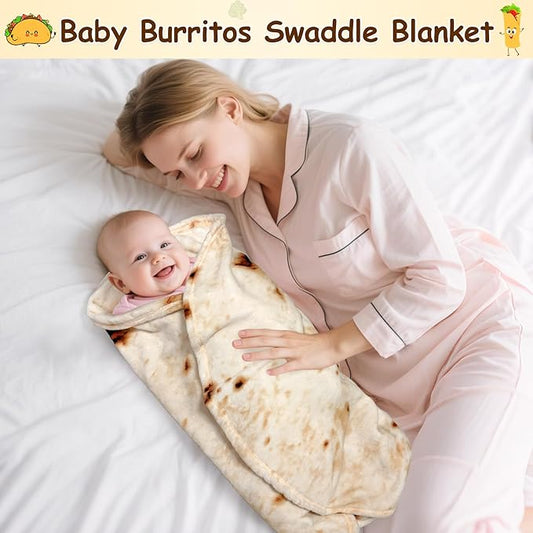 mermaker Burritos Tortilla Swaddle Blanket Baby for Toddler Newborn, 285 GSM Soft Flannel Taco Wrap Blanket Funny Gifts for Baby Shower Boys Girls, 36 inch