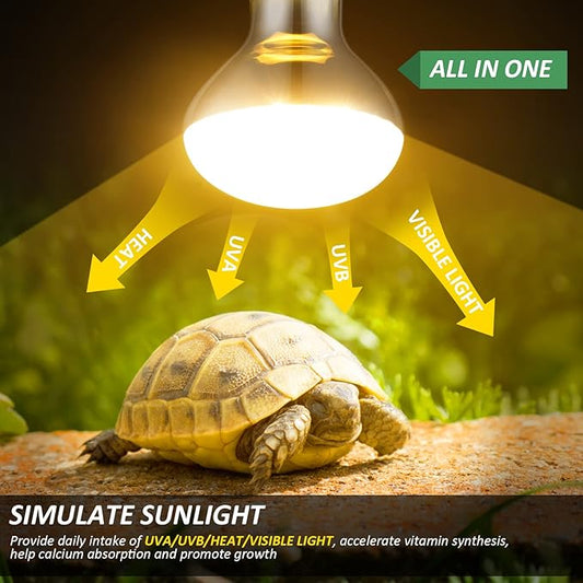 MIXJOY 2 Pack 100W Reptile Heat Lamp Bulb Full Spectrum UVA UVB Sun Light for Reptile and Amphibian Use