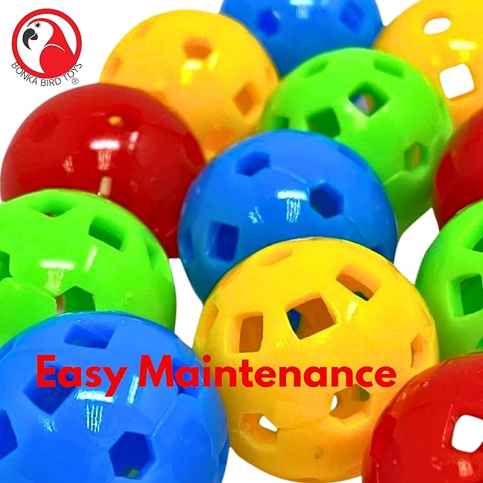 Bonka Bird Toys 1492 PK12 Mini Hard Plastic Balls, 3/4" Diameter, Durable Non-Toxic Material for Small to Medium Bird Breeds, Vibrant Colors, Ideal for DIY Bird Toys and Interactive Playtime