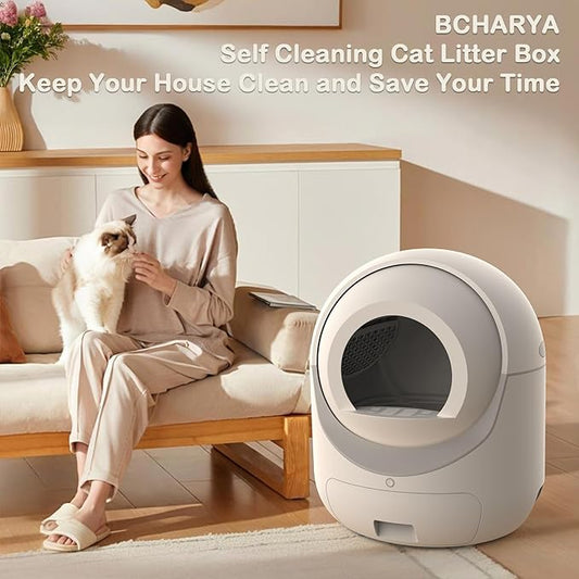 Self Cleaning Cat Litter Box with APP Control, Automatic Liiter Box for Multiple Cats, Quiet Operation, Large Space, Includes Cat Litter Box Liners