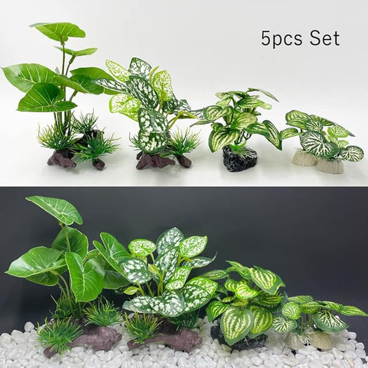 Smoothedo-Pets Fish Tank Decorations Aquarium Decoration Ornaments Accessories Betta Fish Hides Cave Rest Soft Leaf (Mix-Leaf-Set-C)