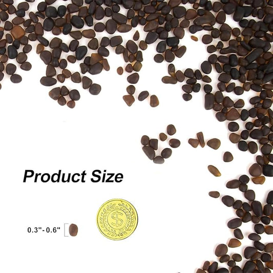 QEQEKAKA Sea Glass Stones for Crafts About 1LB (405g/14.28oz) Dark Brown Glass Pebbles Gemstones Bulk for Beaching Wedding DIY Decoration Aquarium Turtle Tank Vase Filler (Dark Blue)