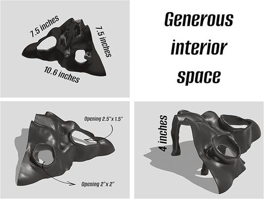Aquarium & Terrarium Corner Cave – Faux Mangrove Root Hideout for Fish, Shrimp, Geckos, Snakes – Natural-Look Reptile Tank Decor in Textured Root Style (Charcoal, 7.5" x7.5''x4)