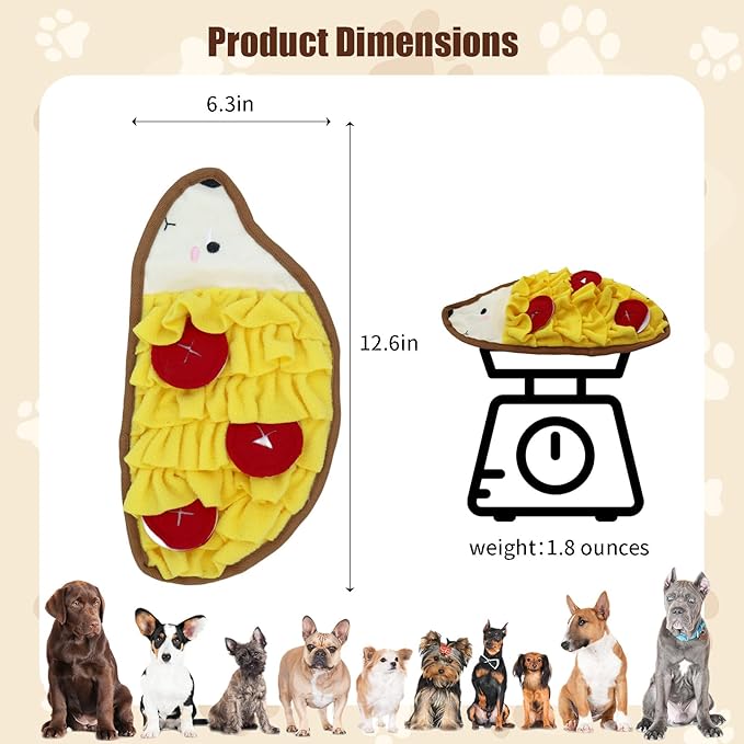 Hedgehog Snuffle Mat for Dogs and Cats – Nosework Puzzle Toy for Small Medium Pets, Crinkle Treat Dispenser Toy, Interactive Enrichment Plush for Mental Stimulation and Slow Feeding