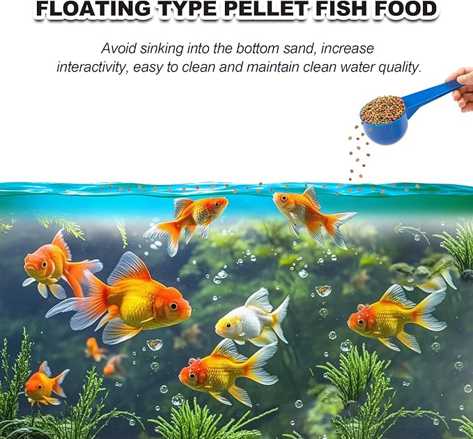 Floating Goldfish Food Pellets – Pond Fish Food Natural Color Enhancing, Promotes Growth with Natural Antarctic Krill & Spirulina, Clear Water Formula(12oz)