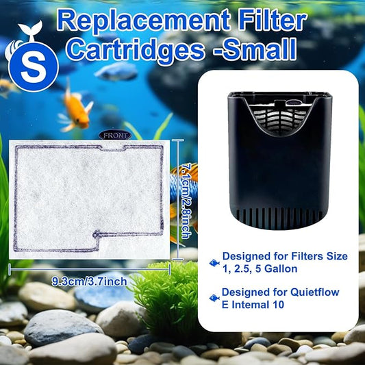 10 Packs Small Replacement Filter Cartridges for Aqueon QuietFlow E Internal Power Filter Size 10 and Minibow Aquarium Filters Size 1/2.5/5 Gallon 