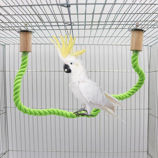 2 Pack Bird Hemp Rope Perch Swing, Bird Cage Stand Pole Accessories, Paw Grinding Standing Climbing Perch for Parrot, Parakeet, Budgies, Lovebirds (31.49 inches/80 cm)