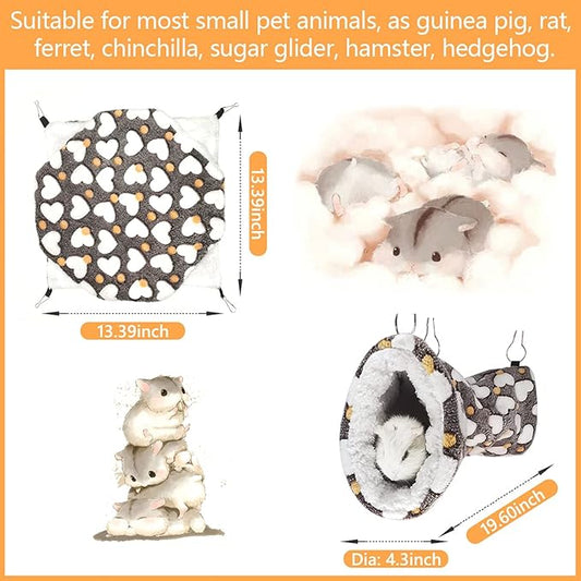 LEFTSTARER Guinea Pig Ferret Rat Hammock Toy Small Animal Cage Accessories Hideout Tunnel & Bunkbed Hammock for Rat Ferret Guinea Pig Hamster Sugar Glider Chinchilla (Star-Brown)
