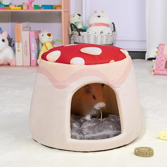 Glittme Guinea Pig Hideout, 2 in 1 Guinea Pig Bed with Removable Pad, Washable Bunny Bed, Foldable Guinea Pig Accessories for Guinea Pig Cages, Guinea Pig, Bunny, Hamster, Hedgehog, Rabbit