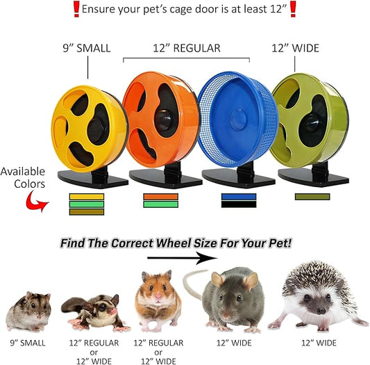 Silent Runner- 9" Regular - Exercise Wheel + Stand + Cage Attachment (Glow in The Dark)