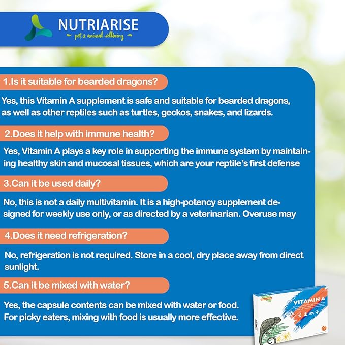 Reptile Vitamin A Supplement – Eye Health Support for Lizards, Turtles, Snakes & Amphibians – Promotes Growth, Vision & Immunity