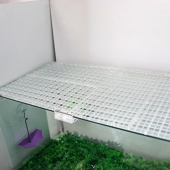 8 Pack Transparent Acrylic Tank Lid with Clips, Aquarium Lid Hood, Fish Tank Top Cover, Breeder Tank Lid, Acrylic Grid Panel Fish Tank Lid, Aquarium Cover Lid