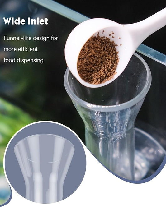 Pawfly Aquarium Fish Shrimp Feeder Feeding Dish Set Clear Glass Tube with Food Bowl/Tray Fish Tank Supplies with 2 Suction Cups