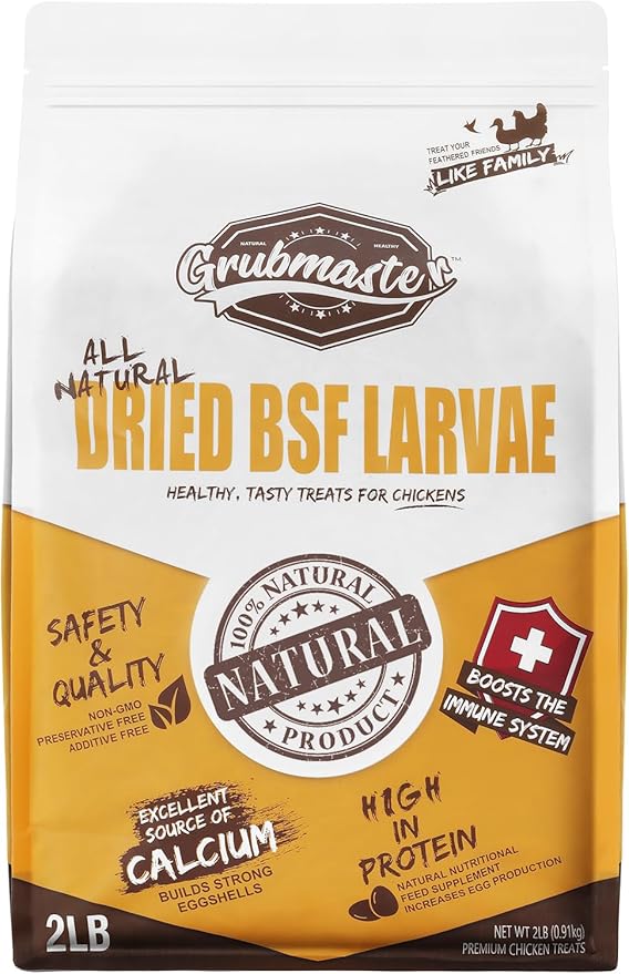 Dried Black Soldier Fly Larvae for Chickens, Natural Healthy Chicken Treats for Backyard Poultry - 2 lb. Bag