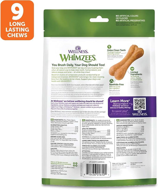 Wellness WHIMZEES Ricebone Dog Dental Treats, Natural Chews, Large Size, (9 Count)